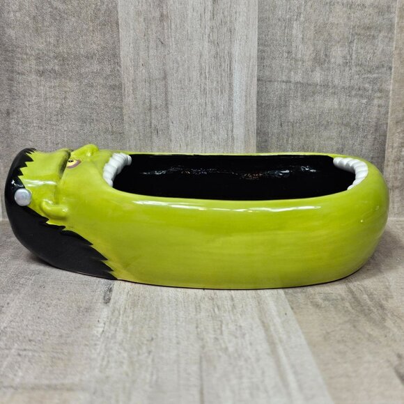 Dept 56 Frankenstein Candy Dish Halloween Green Black Monster Department - Picture 8 of 12